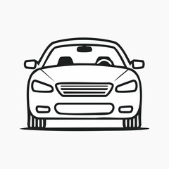 Naklejka premium Sleek Car Outline Illustration Front View of an Auto Vehicle