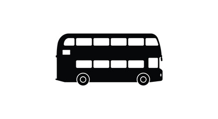 a classic double decker bus silhouette on white background