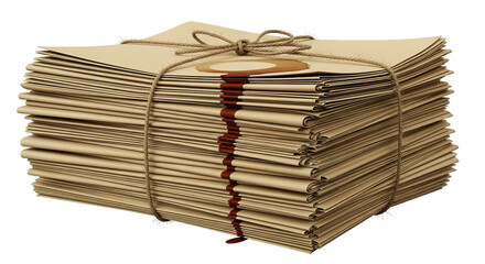 Stack of Old Newspapers Tied with Twine and Seal