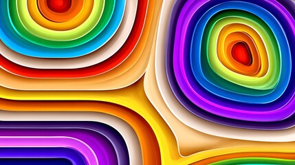 Concentric rainbow circles creating a layered, topographic effect with vibrant colors and a sense of depth