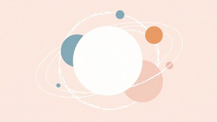 Obraz premium A delicate arrangement of soft pastel circles and delicate lines creates a calming and serene celestial scene.