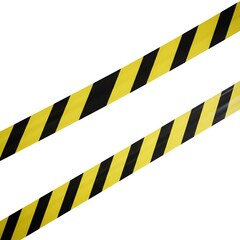 Diagonal caution tape stretches upward, conveying a warning in a modern, minimalist style.