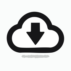 Obraz premium Cloud download icon with an arrow pointing down, symbolizing data transfer and storage, ideal for digital services and software applications