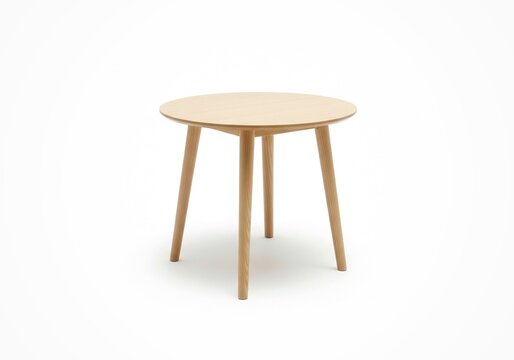 Small round table isolated on white background, clean commercial stock photo.