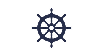 Obraz premium a ship wheel icon depicted in simple navy blue color
