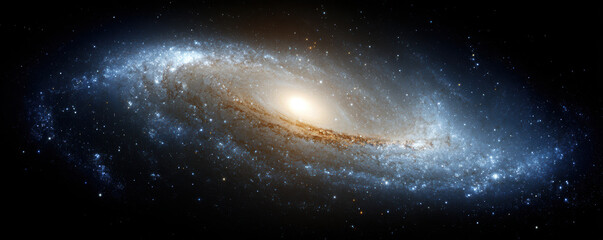 Obraz premium Stunning spiral galaxy with bright core and swirling arms filled with stars and cosmic dust