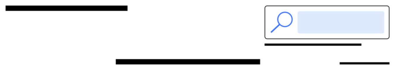 Obraz premium Search bar with a magnifying glass icon indicating digital or online search. Ideal for SEO, research, navigation, analytics, discovery, internet, user interface, simple landing page