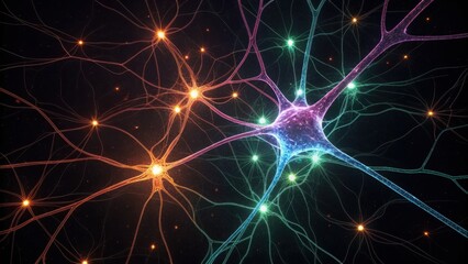 Fototapeta premium Abstract Brain Network Model Illustrating Neuronal Rewiring Process