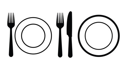 a simple illustration of dining utensils and plates