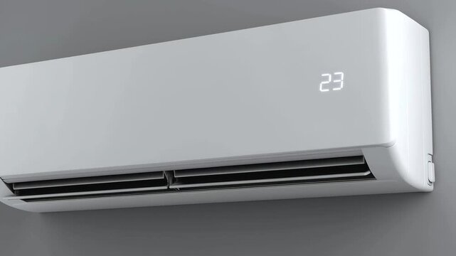 Modern white wall mounted air conditioner indoor unit with digital display temperature sleek vent design split air conditioner efficient cooling