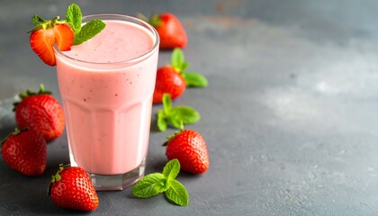 Pink Strawberry Smoothie in Glass