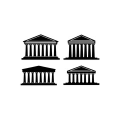 4 different parthenon silhouette vector icons set
