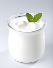 Creamy yogurt in a glass bowl