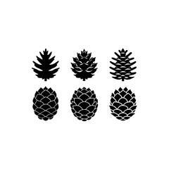 Fototapeta premium 6 different pine cone ornament silhouette vector 