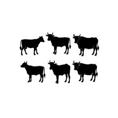 Obraz premium 6 different rendang beef silhouette vector icons s