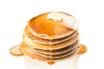 Delicious fresh tasty pancakes on the desk