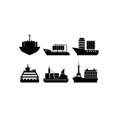 Fototapeta premium 6 different shipping terminal silhouette vector icons
