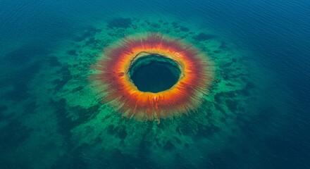 Underwater Sinkhole, Geologic Formation, Natural Wonder, Aerial View, Turquoise Waters
