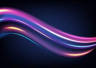 Abstract futuristic technology background with neon light wave, glowing gradient colors, smooth fluid motion and vibrant digital design for modern creative concepts and innovation visuals