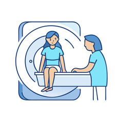 Young lady having CT scan in hospital
