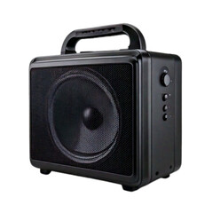Obraz premium Mini Portable Sound Box with Handle, Three-Quarter Angle, Isolated png