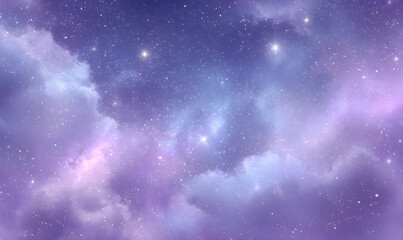 Fototapeta premium A Mesmerizing View of a Purple and Blue Nebula with Twinkling Stars Creating a Magical Cosmic Space. generative aI