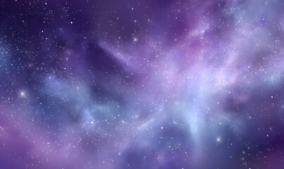 Naklejka premium A Mesmerizing View of a Purple and Blue Nebula with Twinkling Stars Creating a Magical Cosmic Space. generative aI