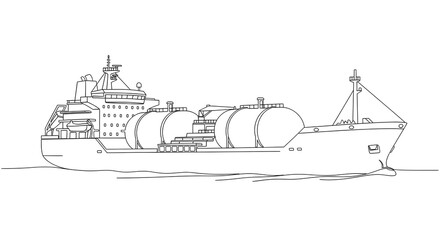 Large Cargo Ship with Tank Containers Sailing on Calm Water in Clear Sky