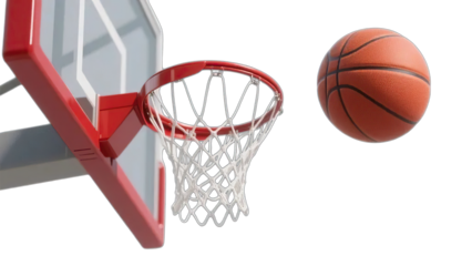 Basketball Going Through the Hoop A Close-Up Shot