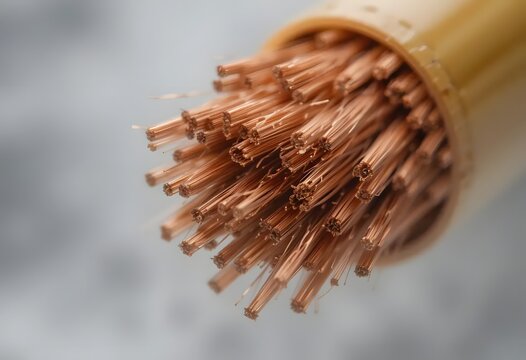 Stunning close-up reveals intricate copper wire brush details, perfect for textures and industrial designs