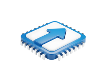 Modern chip with upward arrow for progress