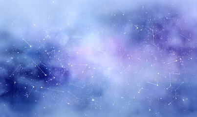 Obraz premium Mystical watercolor night sky filled with twinkling stars and outlined constellations deep cosmic space celestial artwork. generative aI