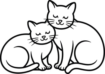 Fototapeta premium Two cute cats cuddling together