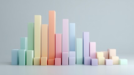 Abstract Business Leadership – Colorful 3D Bar Graph on Minimalist Light Gray Background evoking emotional warmth, designed with visual storytelling for impactful commercial projects
