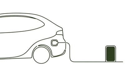 Obraz premium Minimalist Electric Car Charging Illustration with Smartphone