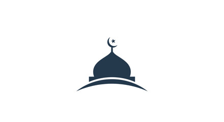 Fototapeta premium Simple Silhouette of a Mosque Dome with Crescent Moon and Star.