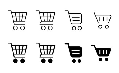 Shopping icon set. Shopping cart icon. Trolley icon vector