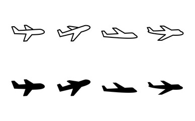 Plane icon set. Airplane icon vector. Flight transport symbol. Travel illustration. Holiday symbol