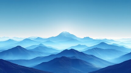 Fototapeta premium Blue mountain in minimalist style, serene natural landscape background for design, wallpaper and branding