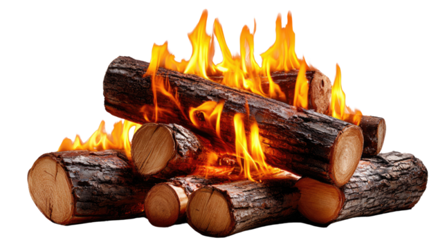 Blazing Firewood: A mesmerizing display of vibrant orange flames dances atop a meticulously arranged stack of firewood, creating a warm and inviting scene.