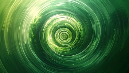 Abstract swirling concentric circles in vibrant greens and yellows