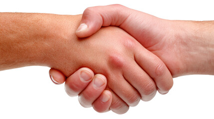 Handshake of Agreement: A close-up shot of two hands clasped firmly in a gesture of agreement, symbolizing trust, collaboration, and mutual respect in a moment of perfect unison.