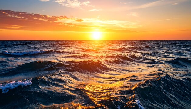 Dramatic sunset over restless sea