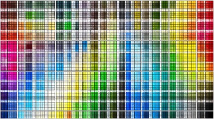 Abstract grid of colorful squares in a rainbow spectrum, digital art
