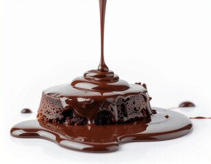 Pouring Melted Chocolate Over Dessert Close-up