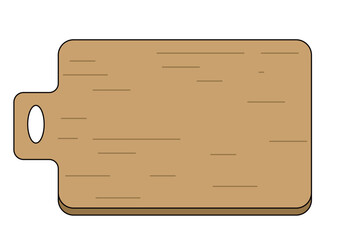 Wooden cutting board simple flat illustration for cooking preparation, kitchen utensil, and food ingredient concept design