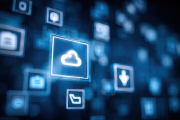 Digital interface with cloud icons