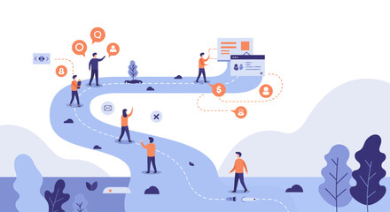 Naklejka premium Optimizing Digital Transformation: Streamlined Data Flow Visualization for Business Intelligence