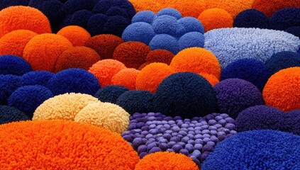 Colorful, textured spheres in a landscape design.