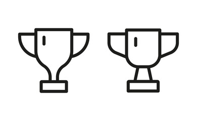 Trophy Cup Icon Set Minimal Outline Award Symbols for Winner and Success